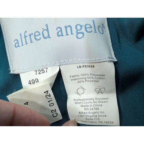Alfred Angelo Blue Teal One Shoulder Chiffon‎ Gown Dress 4 - Picture 8 of 10